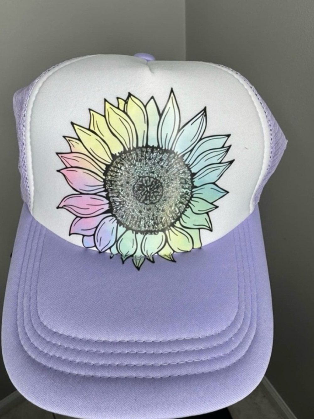 Pastel Rainbow Sunflower Trucker Hat